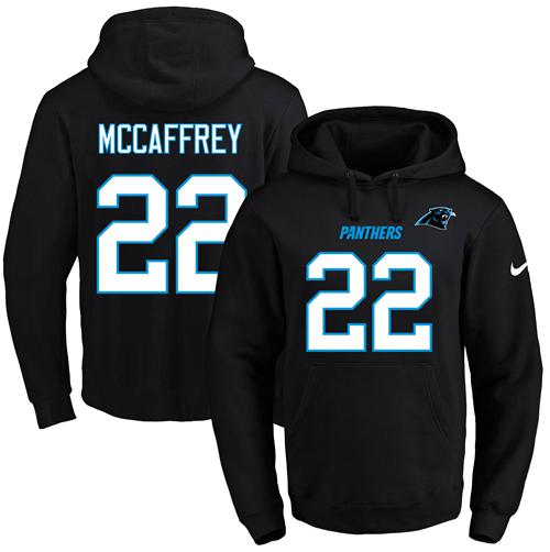Nike Panthers #22 Christian McCaffrey Black Name & Number Pullover NFL Hoodie